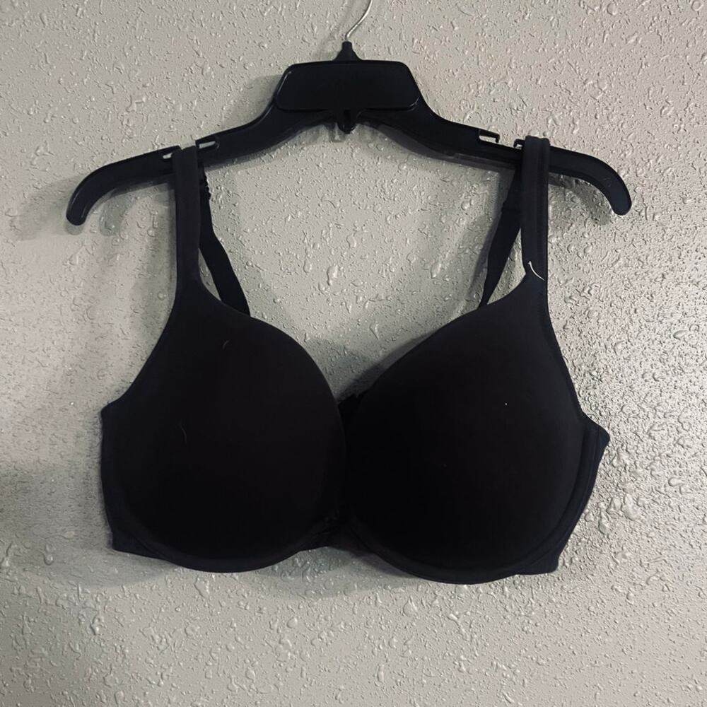 Lane Bryant Cacique Plunge Black Womens Bra 42D Padded Cups Sexy Feminine Plus